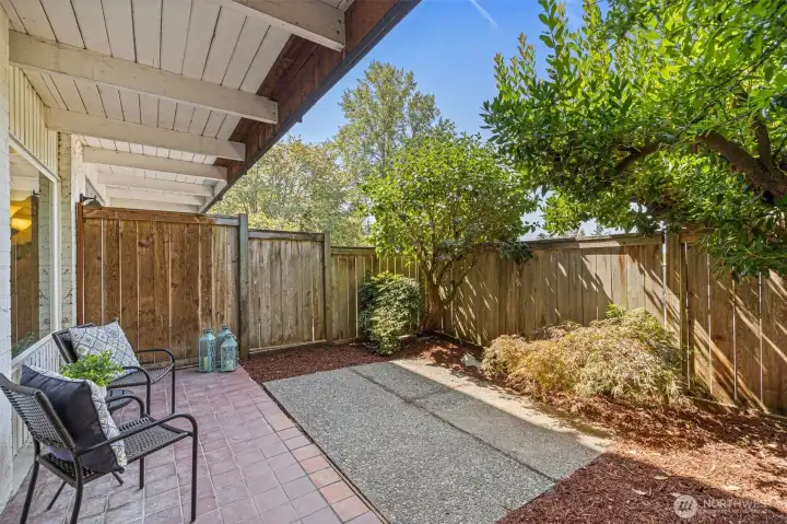 Your private patio with a peak-a-boo view of the water.