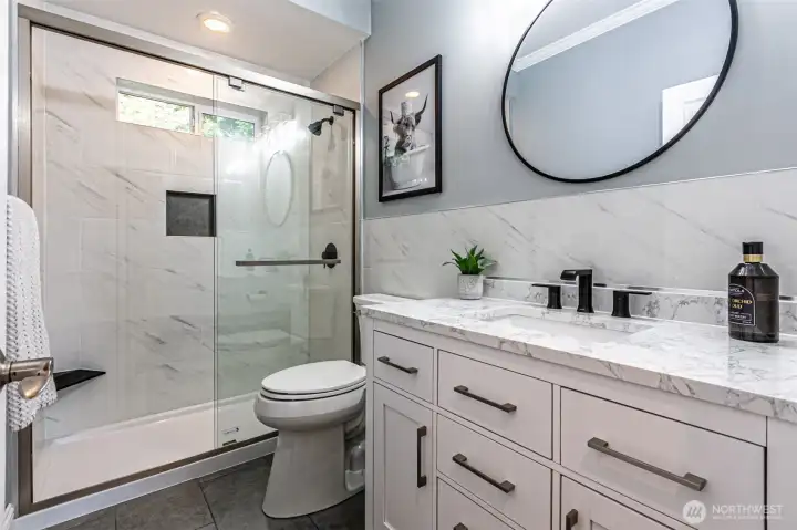 remolded upper floor 3/4 Bathroom