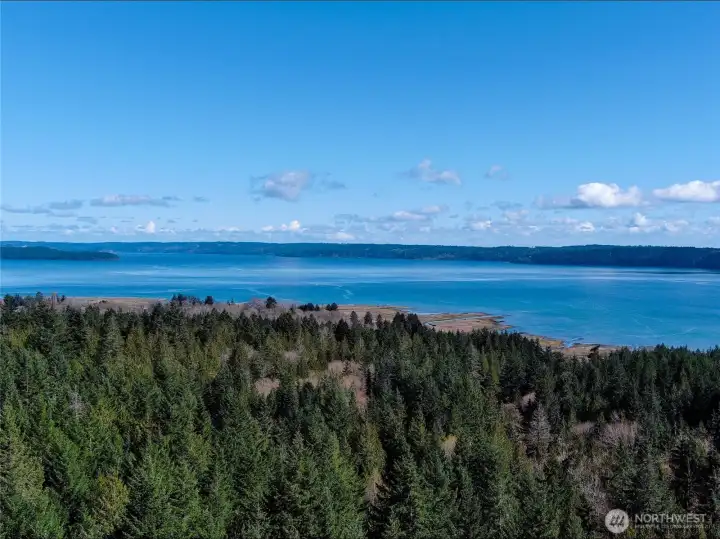 Views toward the NE with Mt Baker and Cascade Mtns over the Hood Canal.