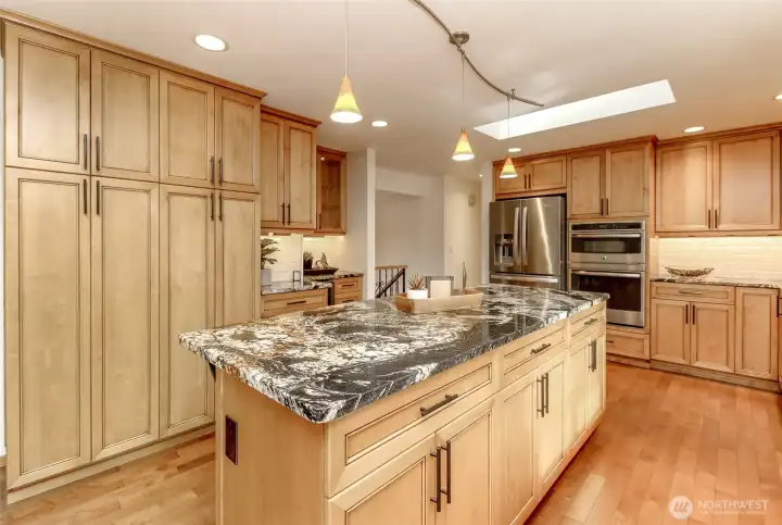 Custom cabinets and large pantry