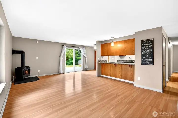 Eating Bar and Living Room Opens to the Back Deck!