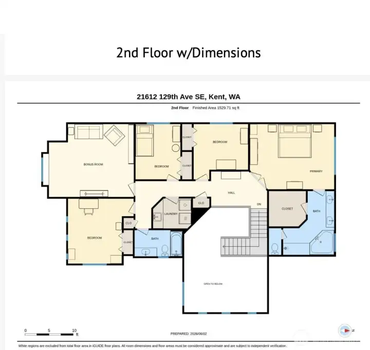 Floor plan with dimensions for Second Floor