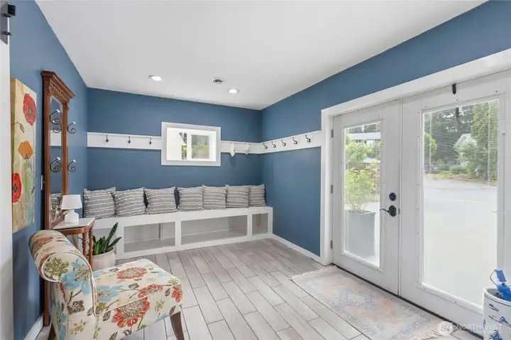 Right by the garden is your mud room