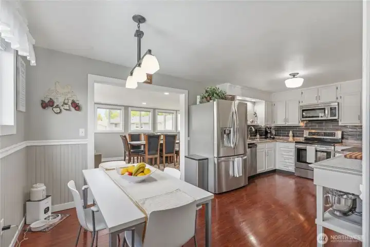 Small dining area here right off the kitchen