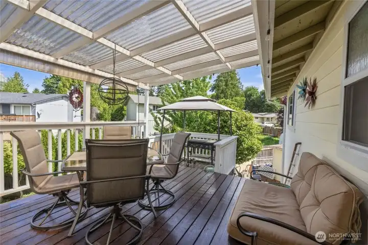 Deck off the dining room. Rain or shine