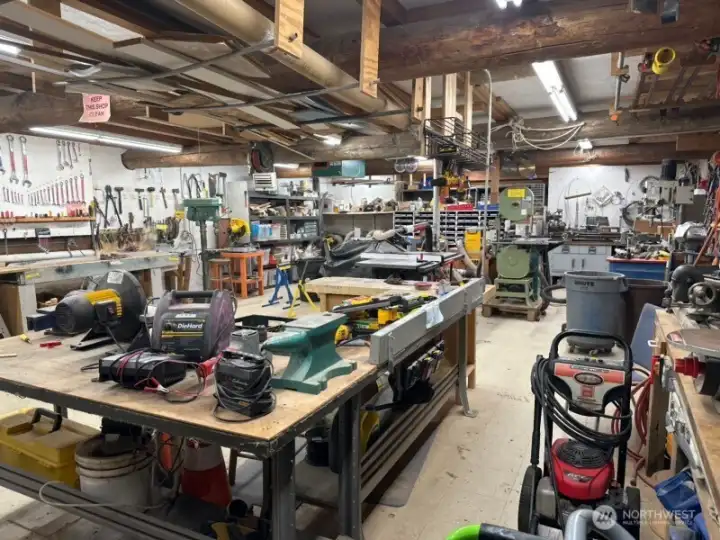 Inside this building are many tools. Residents gather to repair stuff around the community.