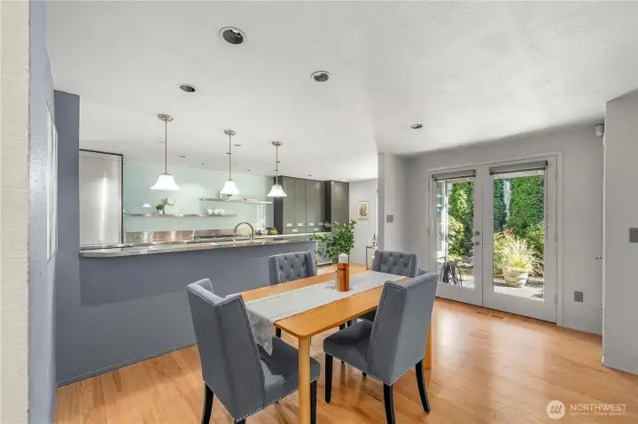 Spacious formal dining next to kitchen and family room