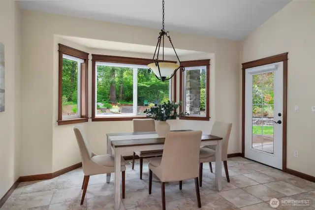 Breakfast nook off kitchen, with easy access to the covered patio.