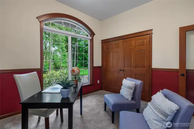 Comfy den. All the interior doors are solid wood.