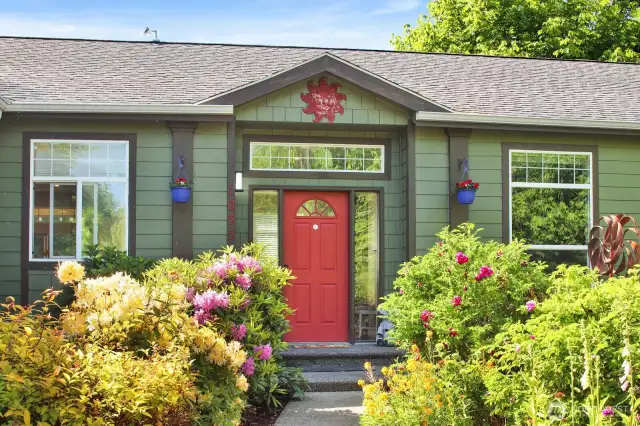 There are two steps to enter the house and zero steps throughout the interior.