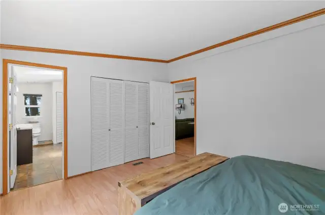 Primary has the full bathroom and plenty of closet space.