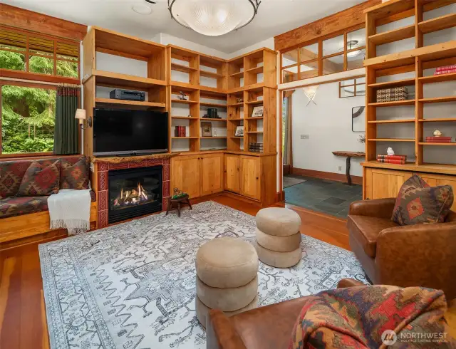 Cozy media/library room off the main hall