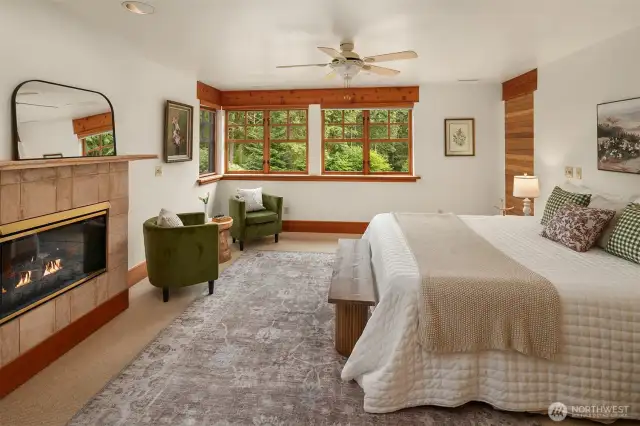 Private primary bedroom suite on upper level easily accessed by elevator