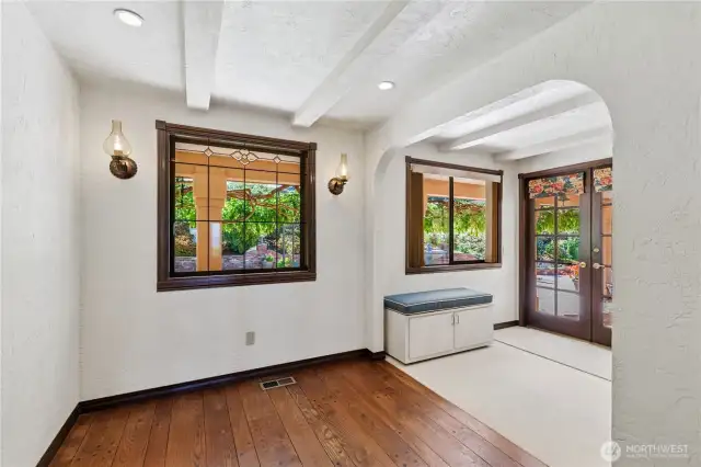 Th den/family room is at the end of the entry hall