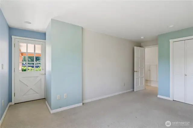 This door leads to the deck
