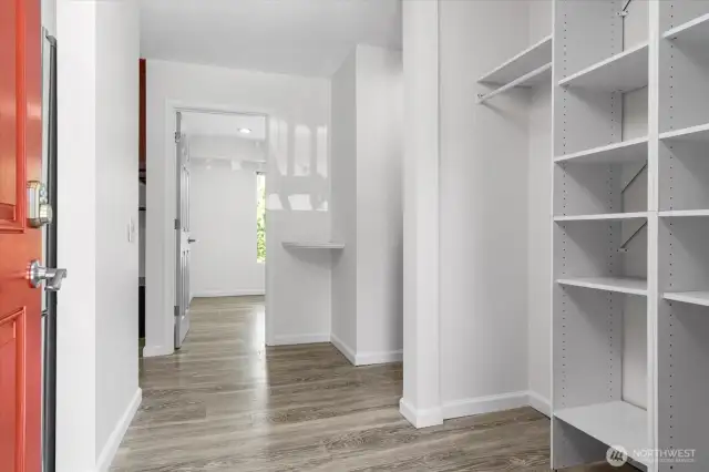 Built in storage and closed at entry