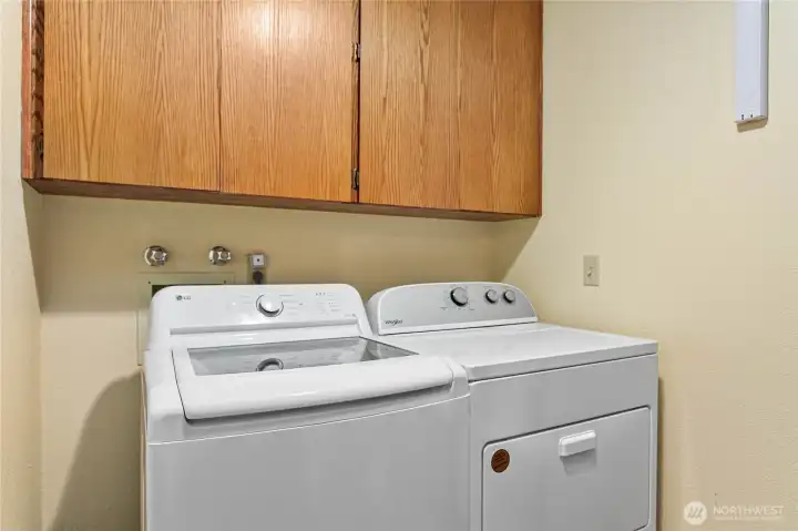 Laundry room is just off the kitchen. This is also your garage access