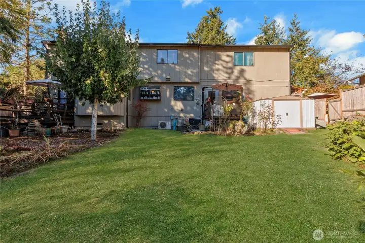 Large Backyard With Two Decks. Great For Entertaining.