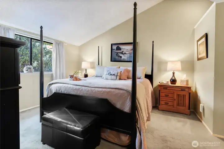 Primary Bedroom With Vaulted Ceilings