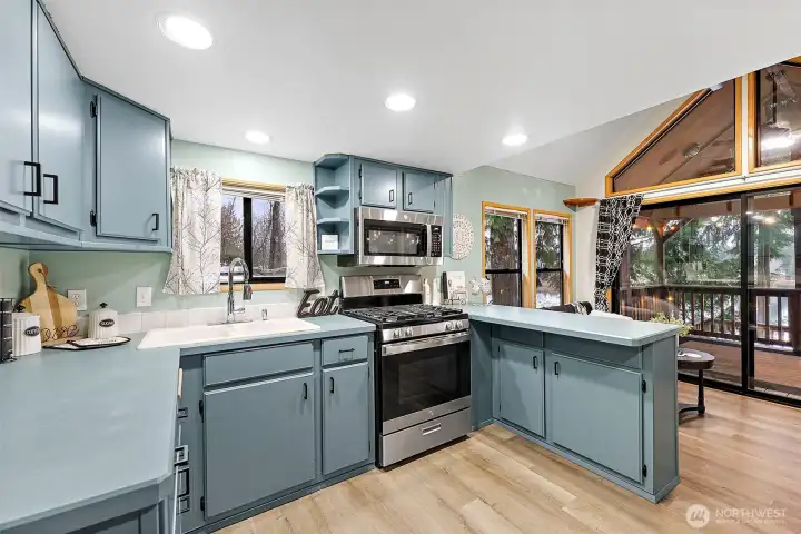 Freshly painted cabinets and new hardware