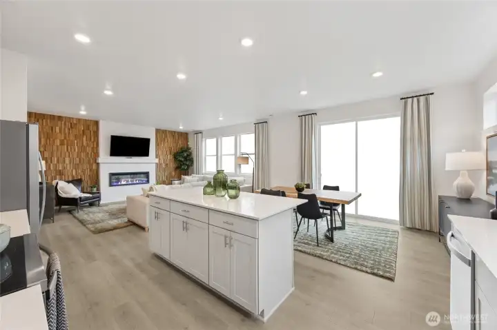 Great room design provides ample light in the living areas of your new home.  Picture for representational purposes only, colors and features may vary.