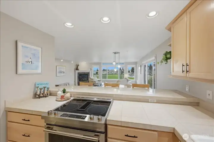 Sightlines from the kitchen to the living area