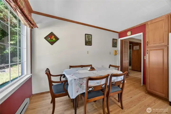 Lots of space in the kitchen for dining.