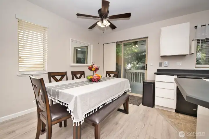 Dining space off kitchen with easy access to deck.