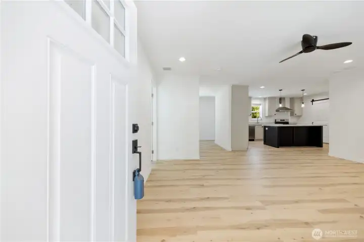 Entering the open spaced living room from the front deck, it is like a pallet awaiting your designs.