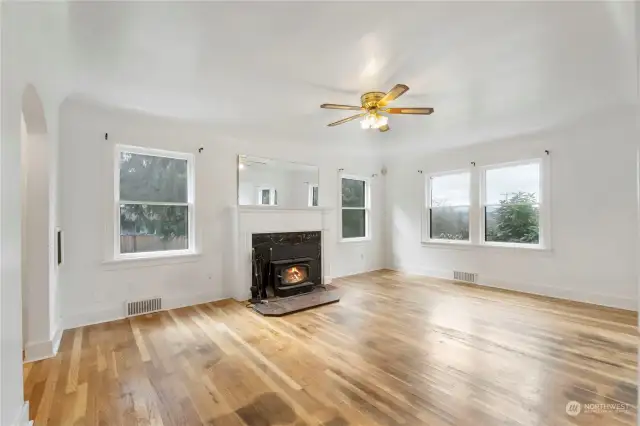 Looking from that hallway door into the living room.