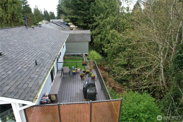 Spacious deck has gas hookup and provides a great extension to the home