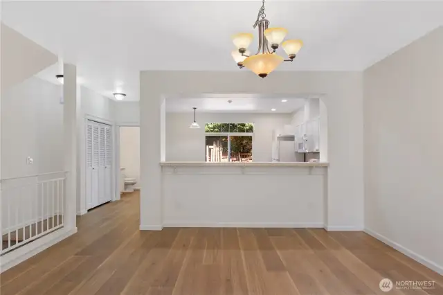 Space for bar stools at the high counter