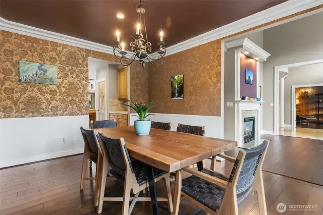 Formal dining off the formal living area has direct access to the kitchen as you pass the butler pantry.  The door at the edge of the butler pantry leads to a wine cellar and walk in pantry!