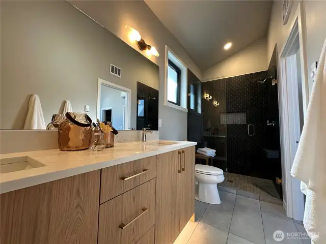Primary En Suite with Double Vanity and Walk-In Shower