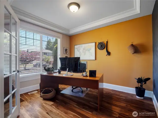 Convenient main floor office with French doors