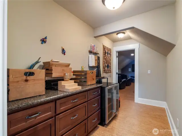 If the upstairs room is being used to entertain, then this is the spot for drinks and snacks!