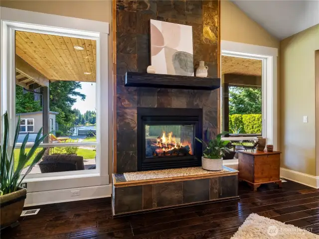 The floor to ceiling windows allow for an abundance of natural light.