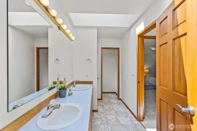 Full Bath on the second floor with skylight.