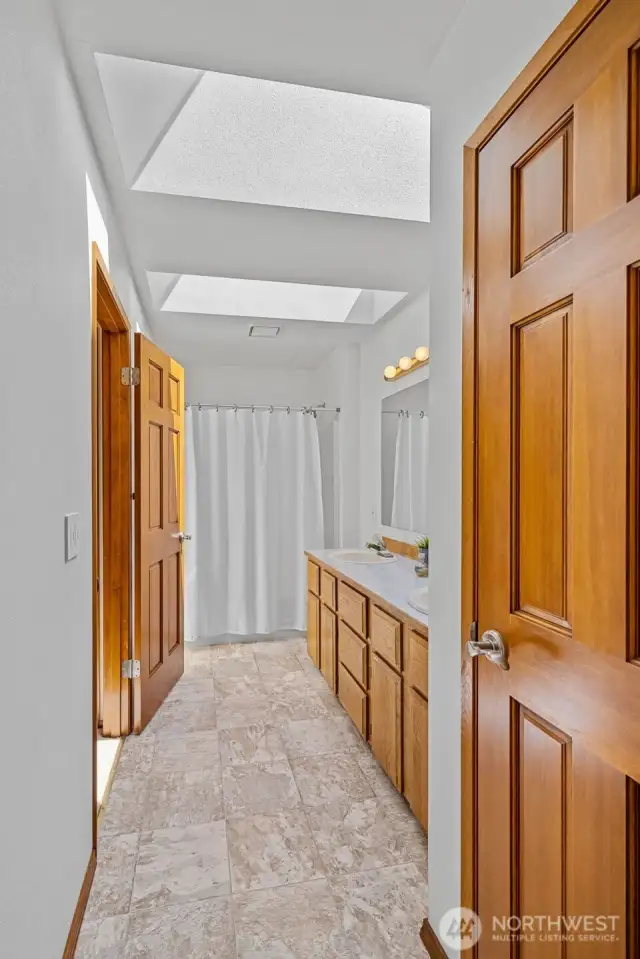 Full Bath on the second floor with skylight.