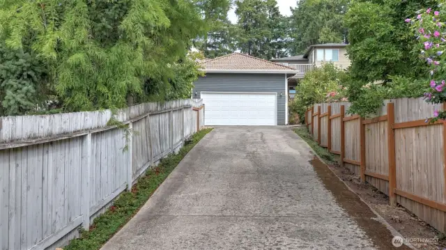 Attached two-car garage offers ample storage and parking