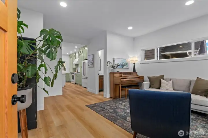 Enter into the spacious living room.