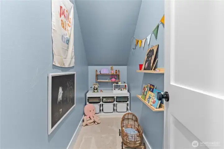 Harry Potter fans will love the bonus play area on the lower level under the stairs.