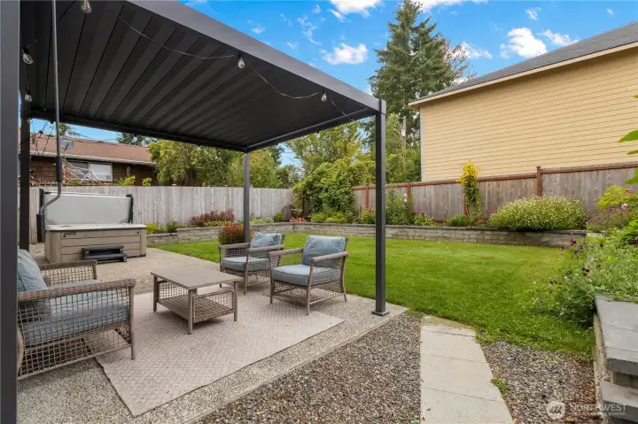 The backyard has been thoughtfully designed to maximize the space.