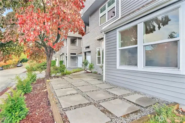 Front Garden and Patio on Quiet Street.