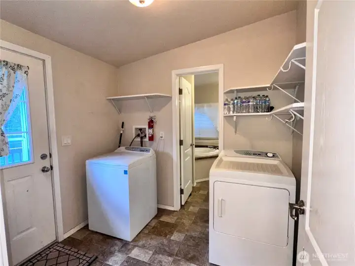 Large Laundry room with back deck access
