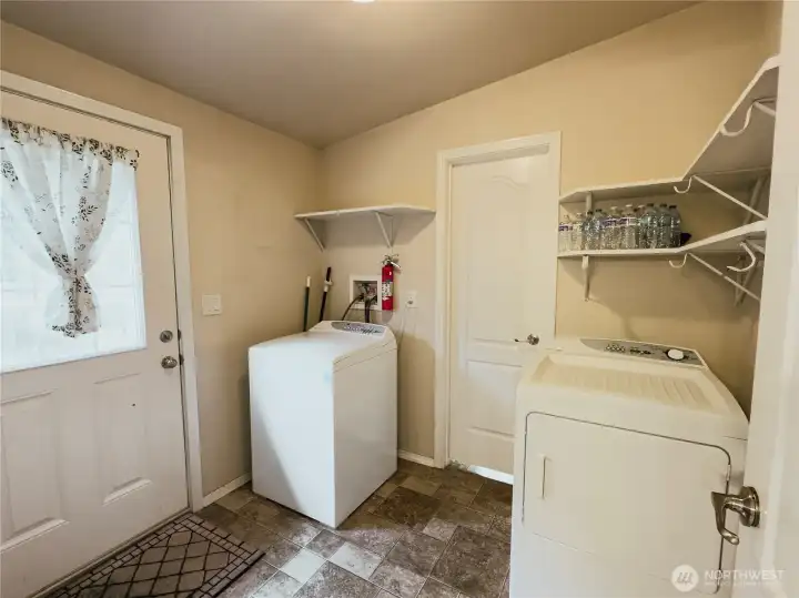 Large Laundry room with back deck access