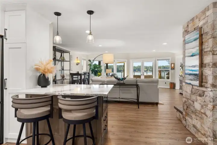 Kitchen bar with quartz and views!