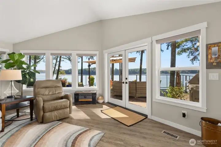 French doors to relaxing outdoor space.