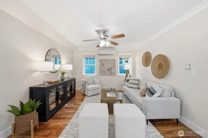 The bonus room upstairs has a mini-split to keep the space warm in the winter and cool in the summer.