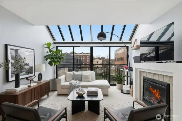 Top floor unit filled with natural light. Virtually Staged.